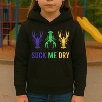 Mardi Gras Funny Suck Me Dry Crawfish Carnival Party Kids Hoodie thumb 3
