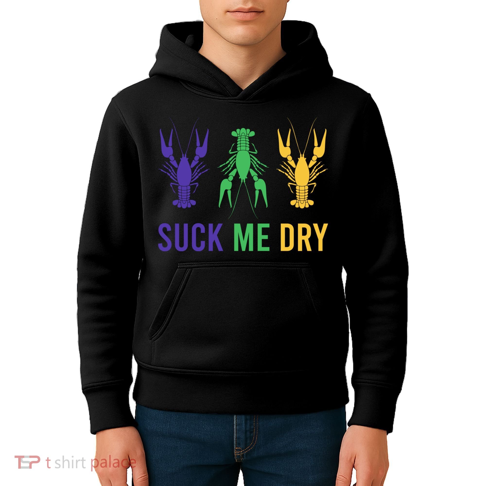 Mardi Gras Funny Suck Me Dry Crawfish Carnival Party Kids Hoodie