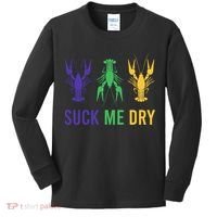 Mardi Gras Funny Suck Me Dry Crawfish Carnival Party Kids Long Sleeve Shirt thumb 0