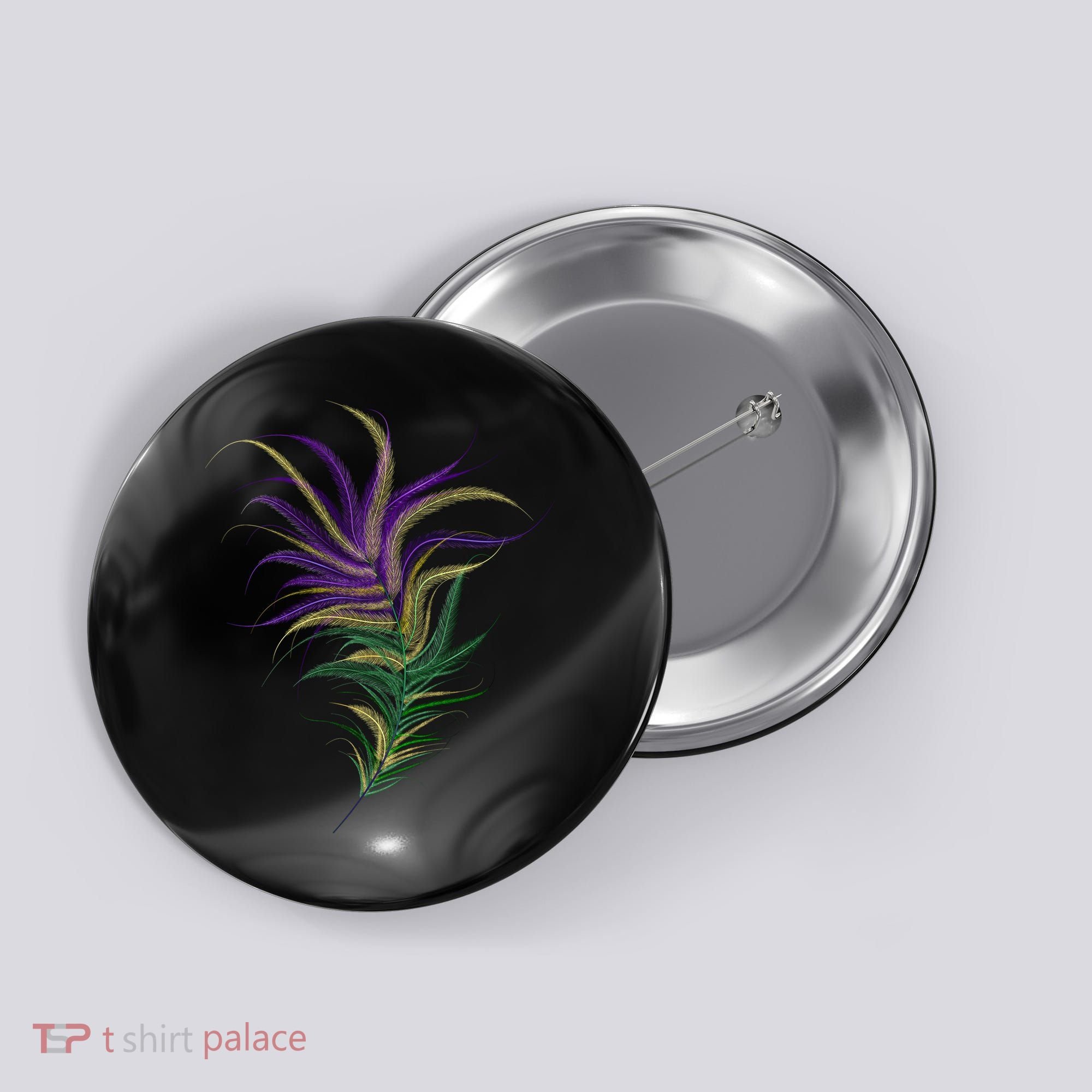 Mardi Gras Festive Feather Button