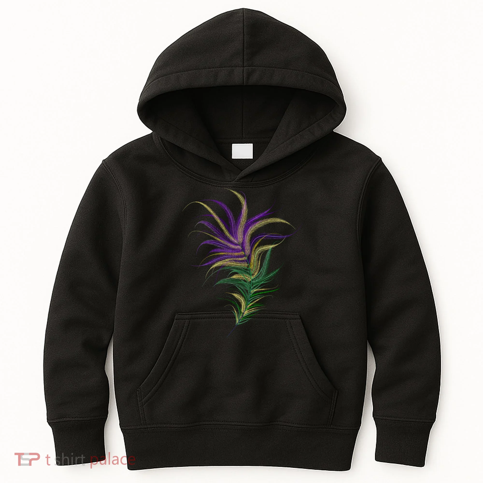 Mardi Gras Festive Feather Kids Hoodie