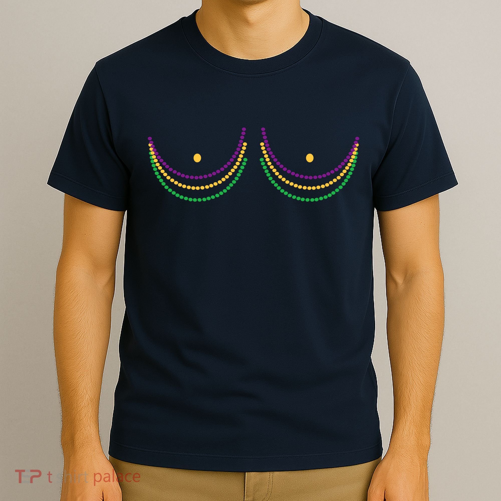 Mardi Gras Funny Beads Boobs T-Shirt