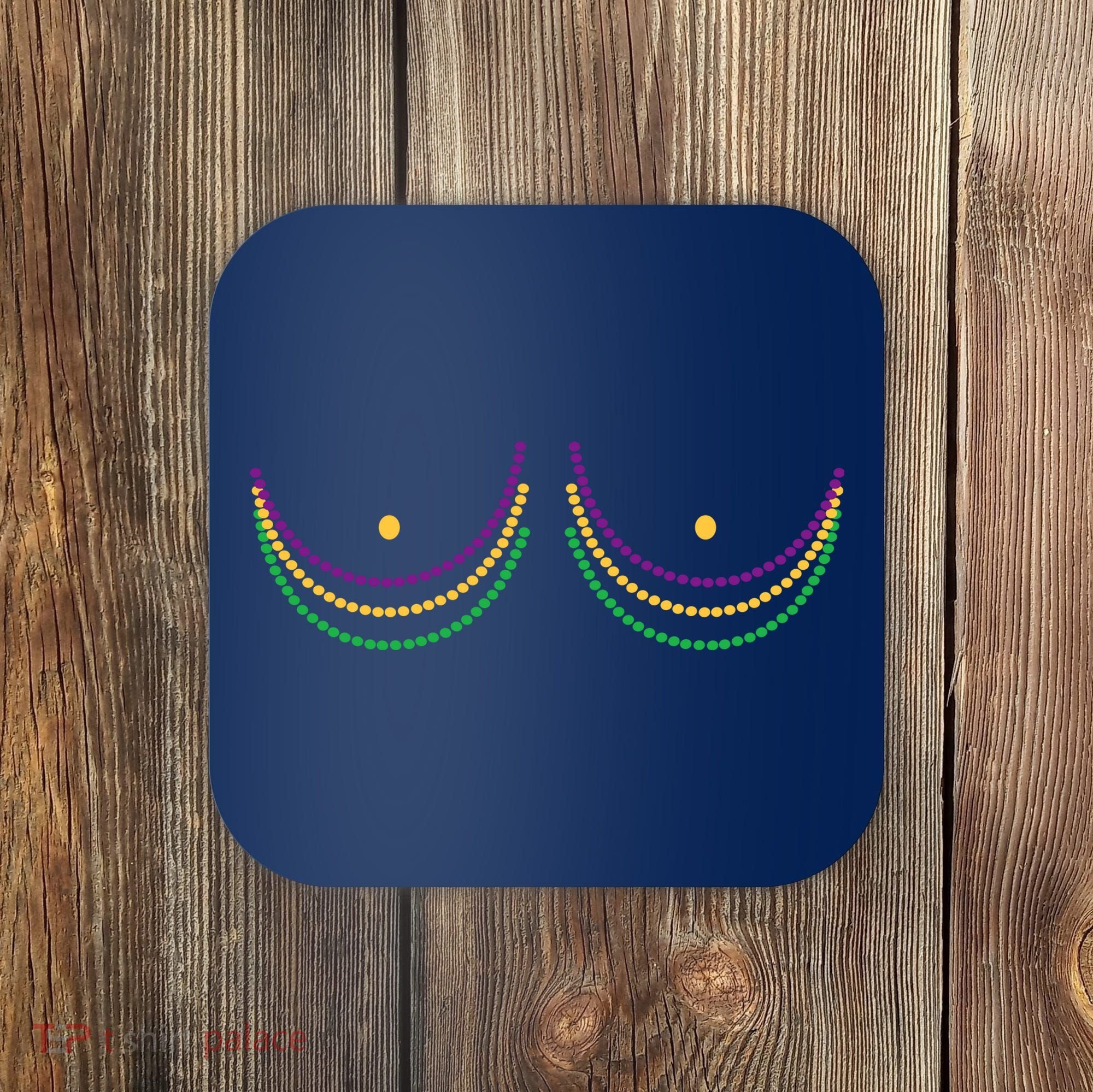 Mardi Gras Funny Beads Boobs Coaster