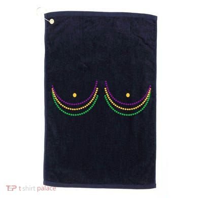 Mardi Gras Funny Beads Boobs Golf Towel