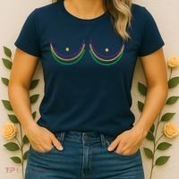 Mardi Gras Funny Beads Boobs Women's T-Shirt thumb 2