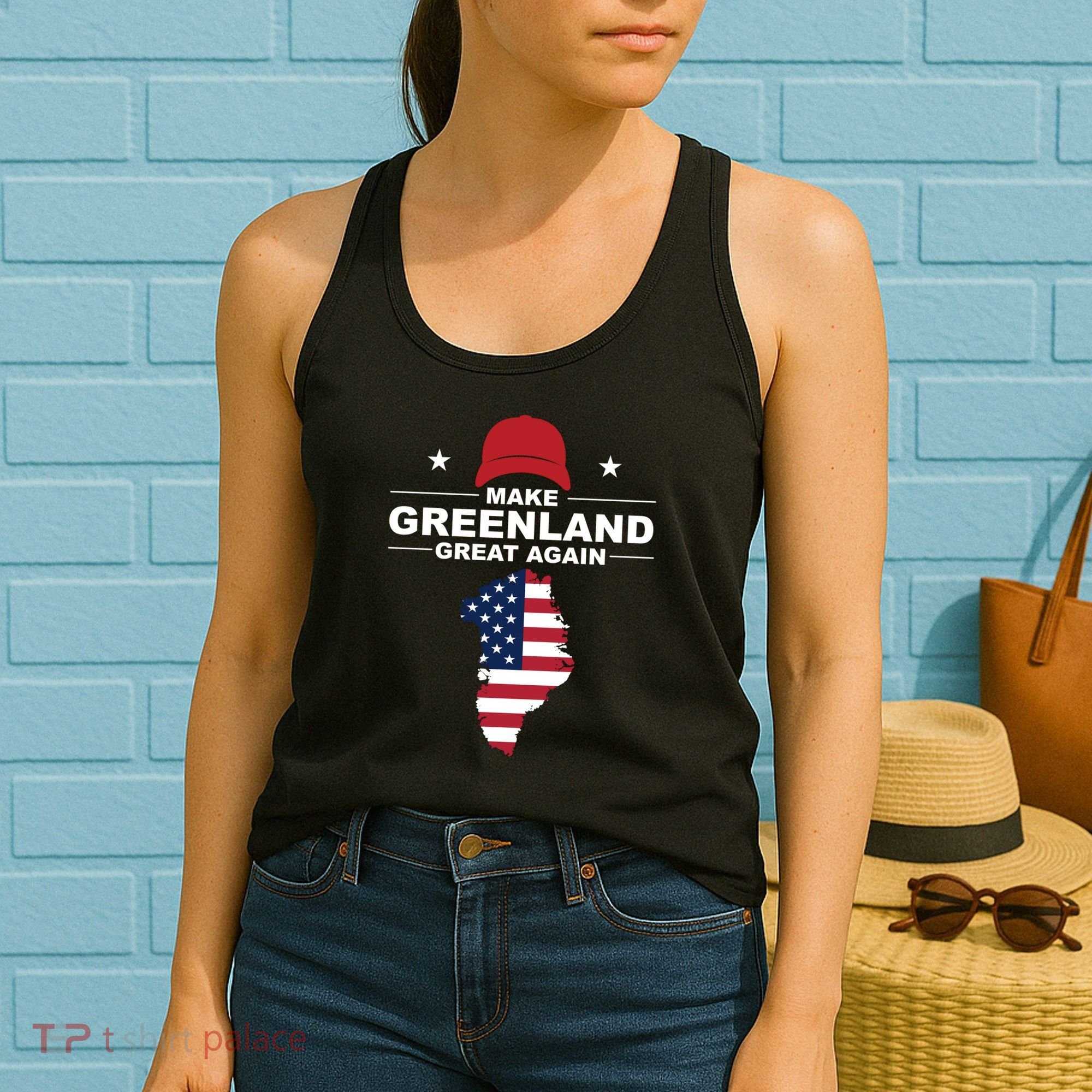 Make Greenland Great Again American Flag Trump Women's Tank Top