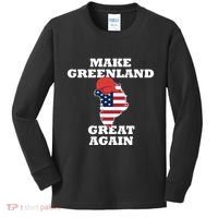 Make Greenland Great Again American Flag Kids Long Sleeve Shirt thumb 0