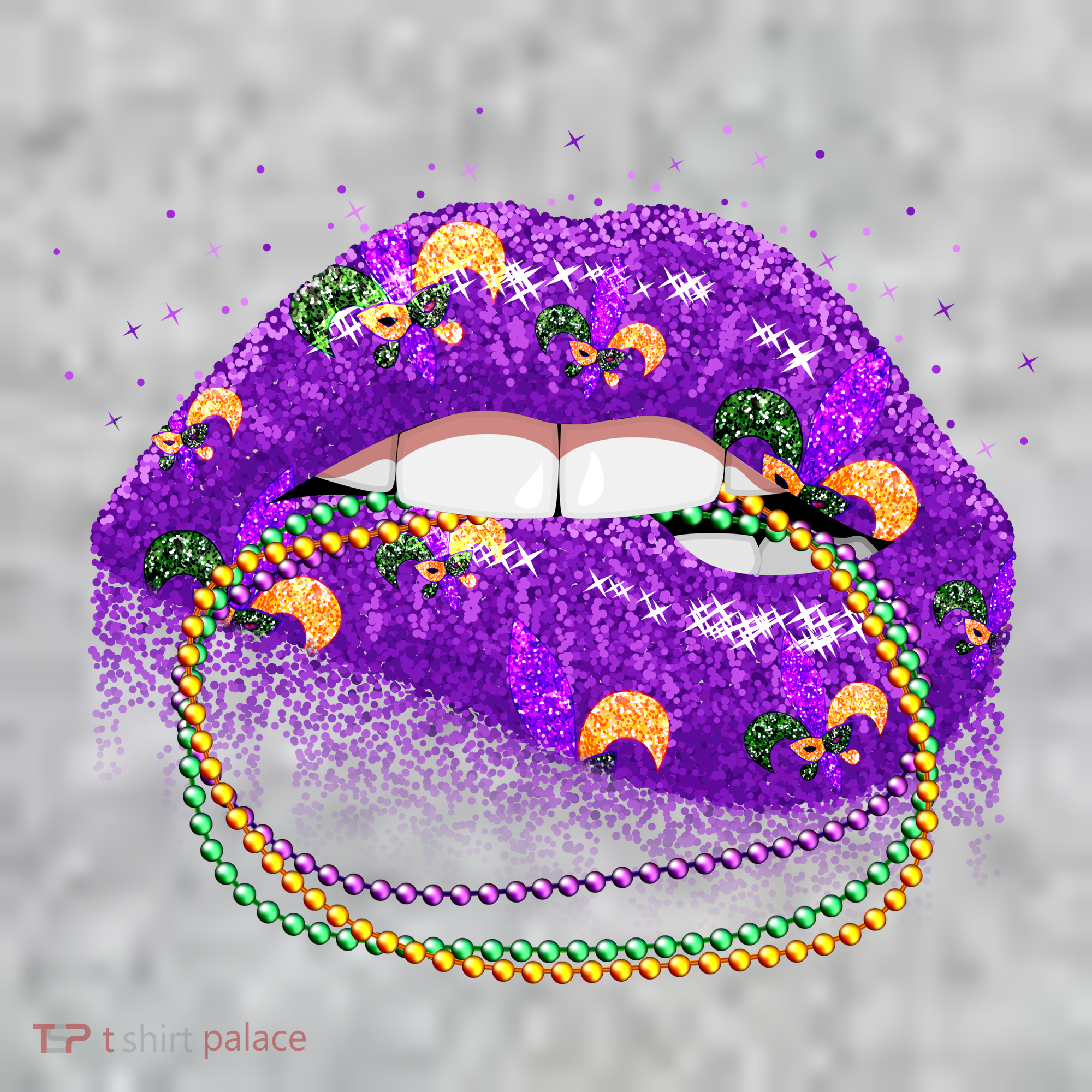 Mardi Gras Glitter Lips And Beads The Baniff Cuffed Pom Beanie