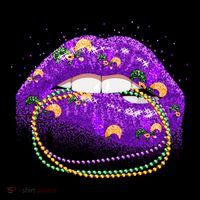 Mardi Gras Glitter Lips And Beads Backpack thumb 2