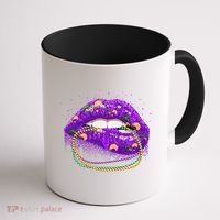 Mardi Gras Glitter Lips And Beads Coffee Mug thumb 1