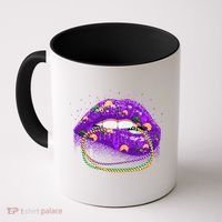 Mardi Gras Glitter Lips And Beads Coffee Mug thumb 0