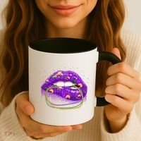 Mardi Gras Glitter Lips And Beads Coffee Mug thumb 3