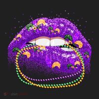 Mardi Gras Glitter Lips And Beads Tumbler thumb 3