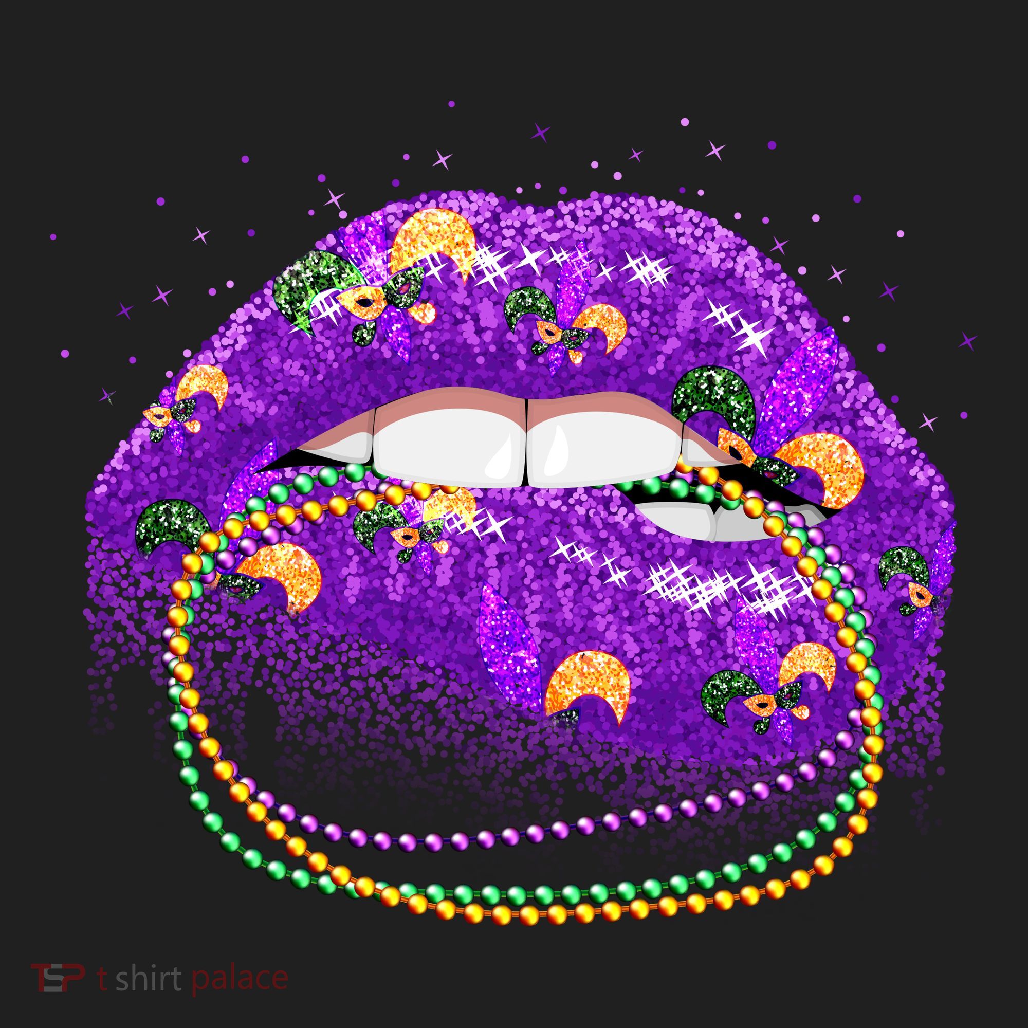 Mardi Gras Glitter Lips And Beads Tumbler