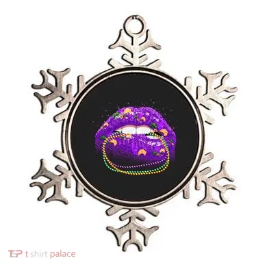 Mardi Gras Glitter Lips And Beads Ornament