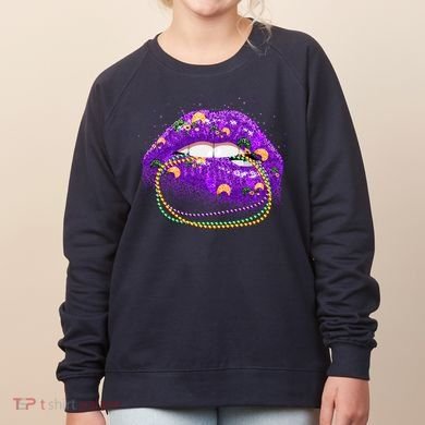 Mardi Gras Glitter Lips And Beads Women's Sweatshirt