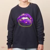 Mardi Gras Glitter Lips And Beads Women's Sweatshirt thumb 0