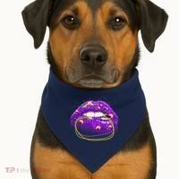 Mardi Gras Glitter Lips And Beads USA-Made Doggie Bandana thumb 1