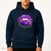 Mardi Gras Glitter Lips And Beads Hoodie thumb 2
