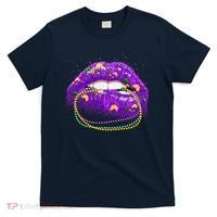 Mardi Gras Glitter Lips And Beads T-Shirt thumb 0