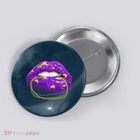 Mardi Gras Glitter Lips And Beads Button thumb 0