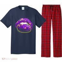 Mardi Gras Glitter Lips And Beads Pajama Set thumb 0