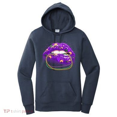 Mardi Gras Glitter Lips And Beads Women's Hoodie