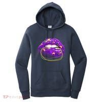 Mardi Gras Glitter Lips And Beads Women's Hoodie thumb 0