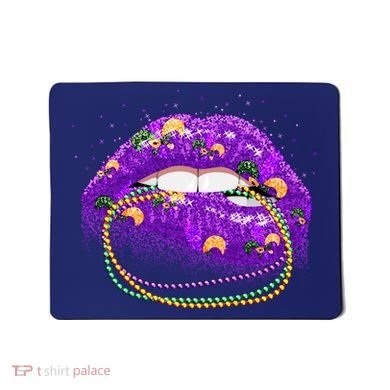 Mardi Gras Glitter Lips And Beads Mousepad
