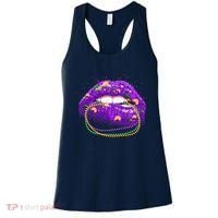 Mardi Gras Glitter Lips And Beads Women's Tank Top thumb 0