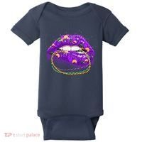 Mardi Gras Glitter Lips And Beads Baby Bodysuit thumb 0