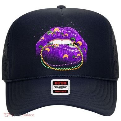 Mardi Gras Glitter Lips And Beads Hat