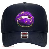 Mardi Gras Glitter Lips And Beads Hat thumb 0