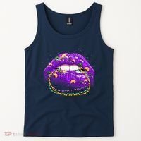 Mardi Gras Glitter Lips And Beads Tank Top thumb 2