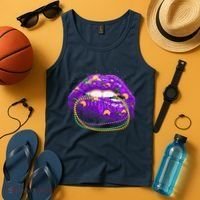 Mardi Gras Glitter Lips And Beads Tank Top thumb 4