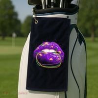 Mardi Gras Glitter Lips And Beads Golf Towel thumb 2