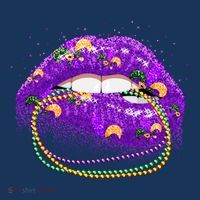 Mardi Gras Glitter Lips And Beads Golf Towel thumb 3