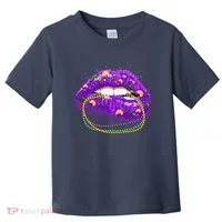 Mardi Gras Glitter Lips And Beads Toddler T-Shirt thumb 0