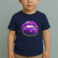 Mardi Gras Glitter Lips And Beads Toddler T-Shirt thumb 2