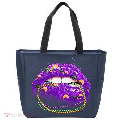 Mardi Gras Glitter Lips And Beads Tote Bag