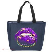 Mardi Gras Glitter Lips And Beads Tote Bag thumb 0