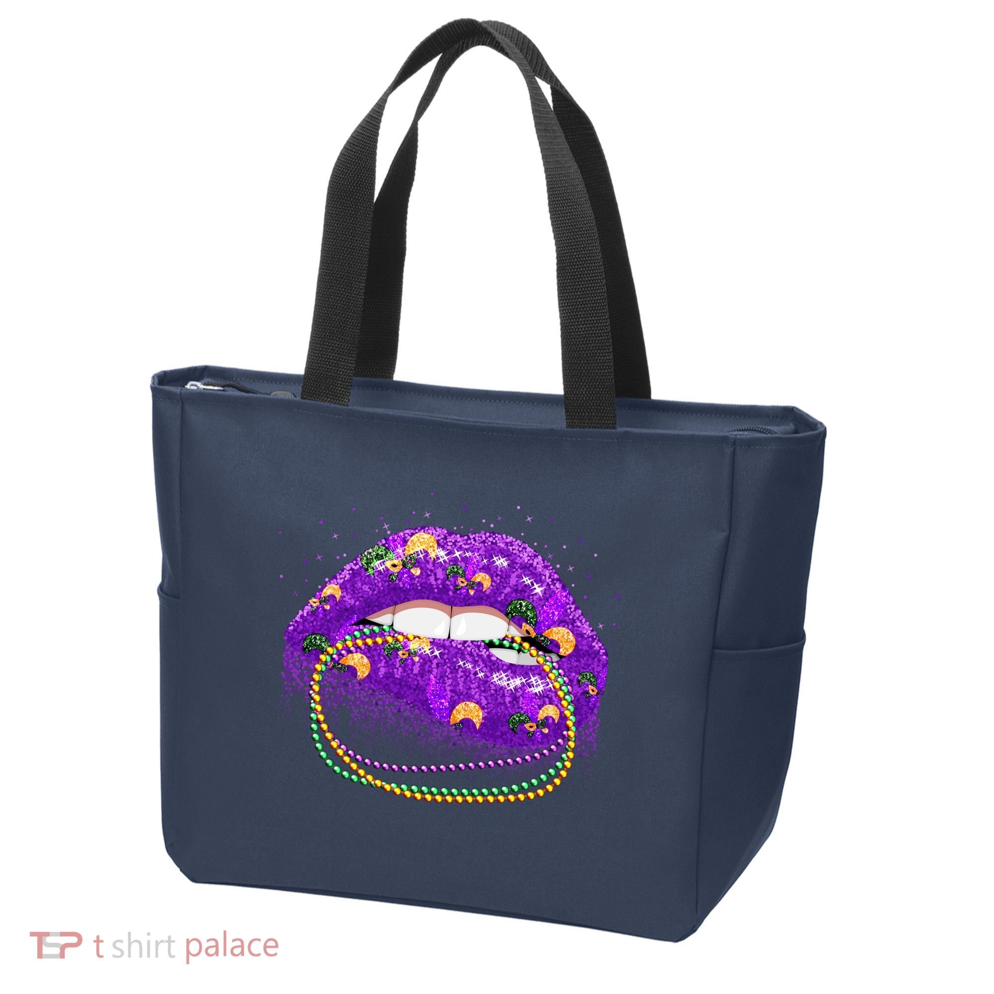 Mardi Gras Glitter Lips And Beads Tote Bag