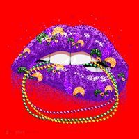 Mardi Gras Glitter Lips And Beads Santa Hat thumb 1