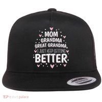 Mom Grandma Great Grandma, I Just Keep Getting Better Flat Bill Trucker Hat thumb 0
