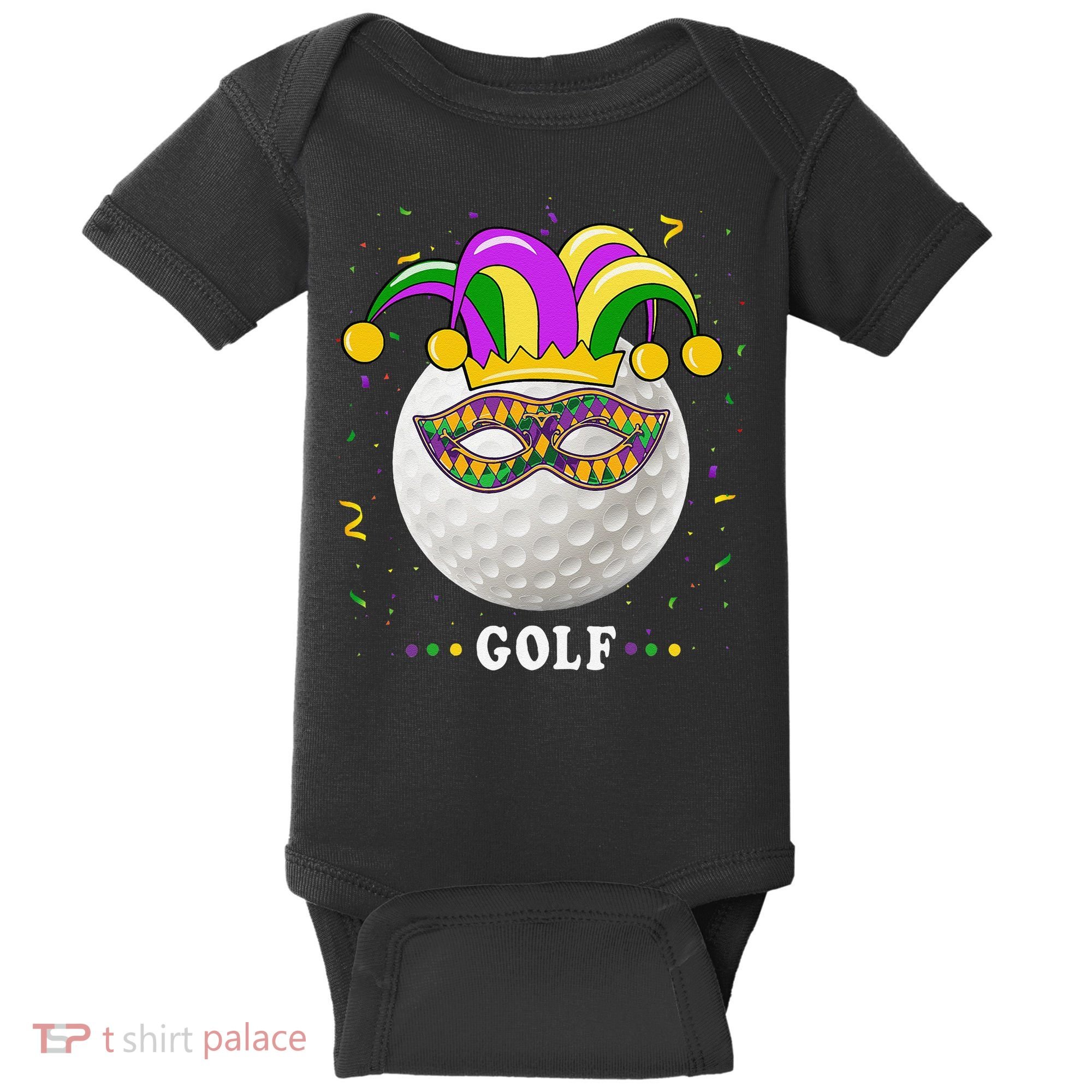 Mardi Gras Golf Costume Mardi Gras Jester Hat Golf Lover Baby Bodysuit