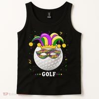 Mardi Gras Golf Costume Mardi Gras Jester Hat Golf Lover Tank Top thumb 2