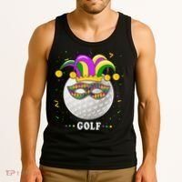 Mardi Gras Golf Costume Mardi Gras Jester Hat Golf Lover Tank Top thumb 3