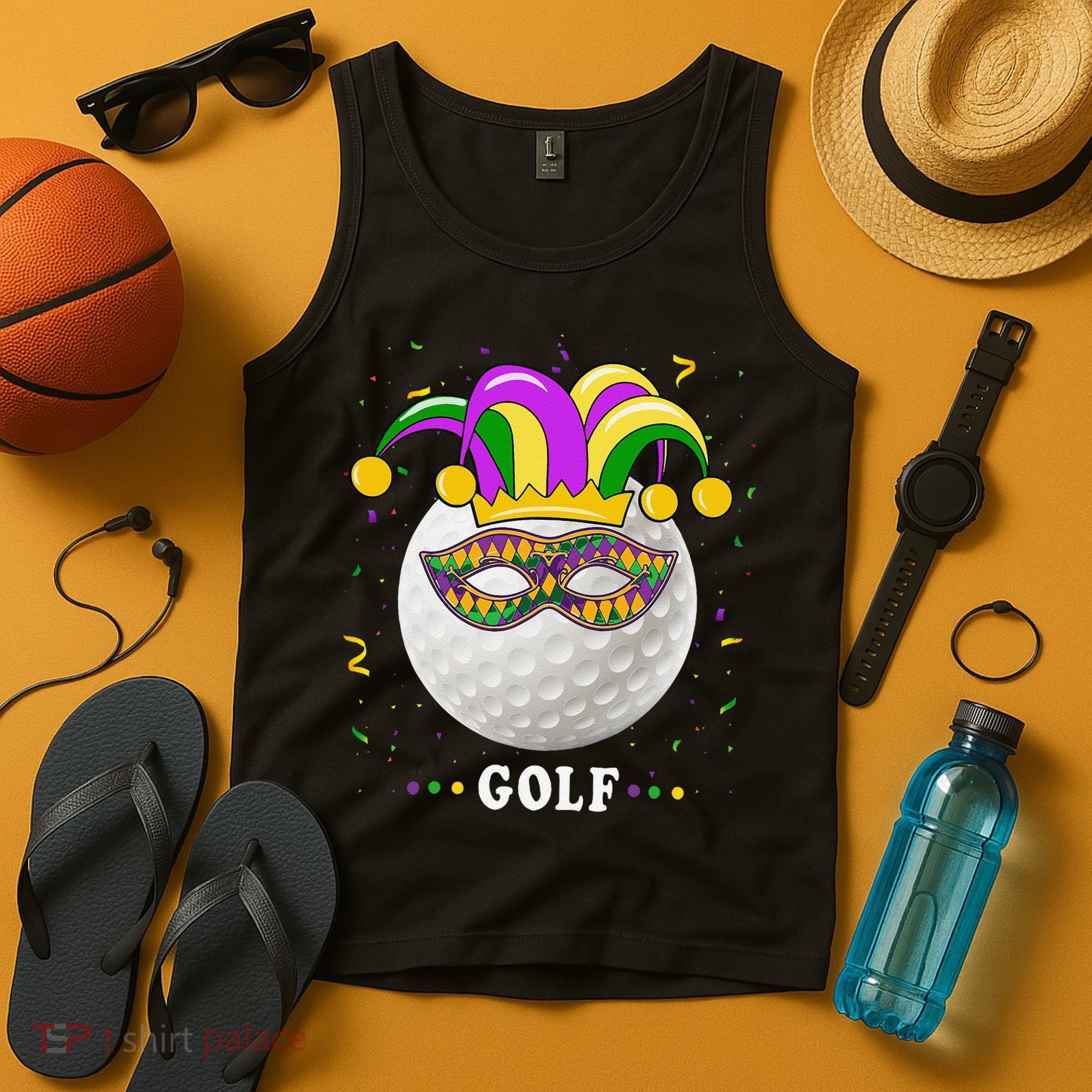 Mardi Gras Golf Costume Mardi Gras Jester Hat Golf Lover Tank Top
