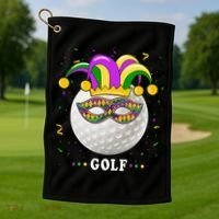 Mardi Gras Golf Costume Mardi Gras Jester Hat Golf Lover Golf Towel thumb 1