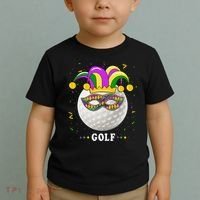 Mardi Gras Golf Costume Mardi Gras Jester Hat Golf Lover Toddler T-Shirt thumb 2